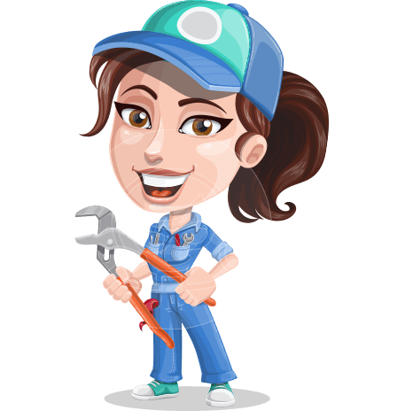 Handy Mechanic Woman Cartoon Vector Character AKA Nicole Fix-it-all
